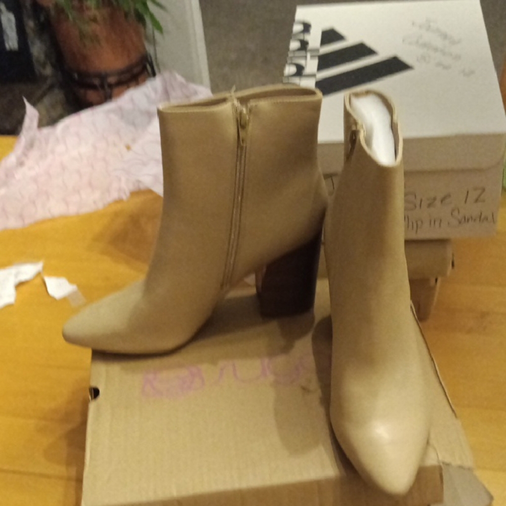 Sugar Tan Heeled Boots with Chunky Block Heel